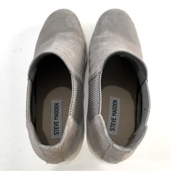Steve Madden Sultan Gray Suede Leather slip on Chelsea platform Wedge Sneakers - Picture 8 of 14